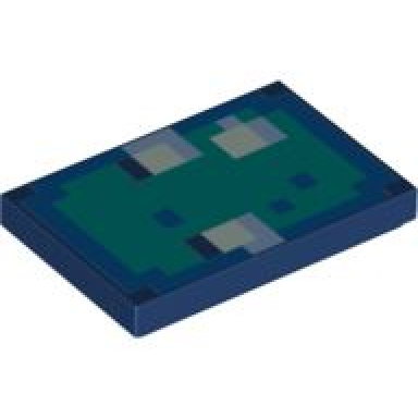 dark blue tile 2 x 3 with minecraft sand green squid face pattern