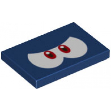 dark blue tile 2 x 3 with angry red and white eyes pattern super mario bully