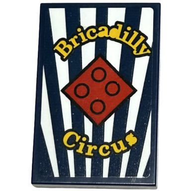 dark blue tile 2 x 3 with yellow brickadilly circus red brick and white stripes pattern sticker - set 40569
