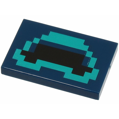 dark blue tile 2 x 3 with pixelated black mouth with dark turquoise outline pattern minecraft warden mouth