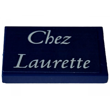 dark blue tile 2 x 3 with white chez laurette pattern sticker - set 910032