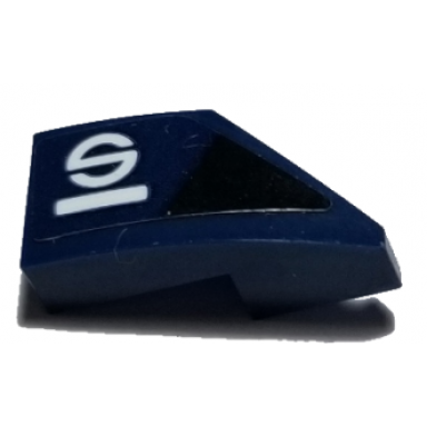 dark blue wedge 2 x 1 x 2 3 left with black triangle white letter s and stripe pattern sticker - set 75885