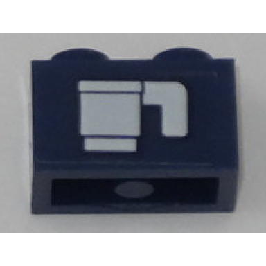 dark blue brick 1 x 2 with white cup pattern sticker - set 60197