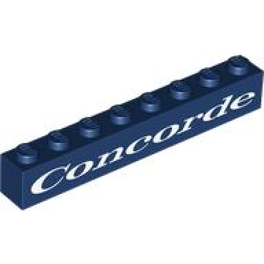 dark blue brick 1 x 8 with white concorde pattern