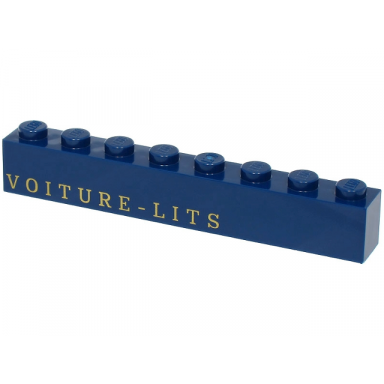 dark blue brick 1 x 8 with gold voiture-lits pattern