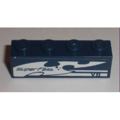 dark blue brick 1 x 4 with superfast and v8 pattern model left side sticker - set 8194