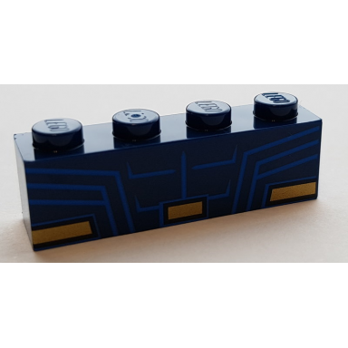 dark blue brick 1 x 4 with superman abs muscle with gold belt pattern