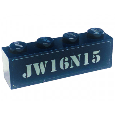dark blue brick 1 x 4 with jw16n15 pattern sticker - set 75928
