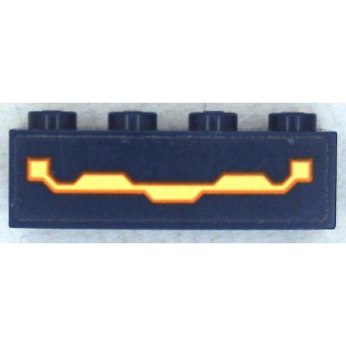 dark blue brick 1 x 4 with bright light yellow and orange circuitry pattern sticker - set 70357