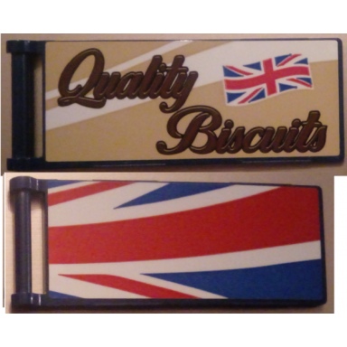 dark blue flag 7 x 3 with bar handle with quality biscuits partial united kingdom flag union jack pattern model back left side stickers - set 10258