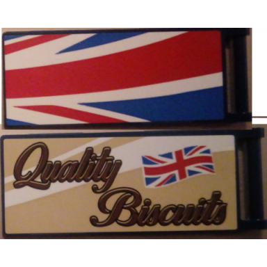 dark blue flag 7 x 3 with bar handle with quality biscuits partial united kingdom flag union jack pattern model front right side stickers - set 10258