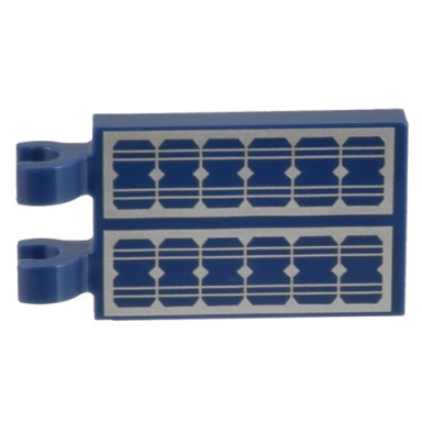 dark blue tile modified 2 x 3 with 2 clips with solar panels pattern
