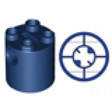 dark blue brick round 2 x 2 x 2 robot body - with bottom axle holder x shape orientation