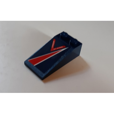 dark blue slope 18 4 x 2 with red lightning and danger jet intake pattern model right side sticker - set 60177