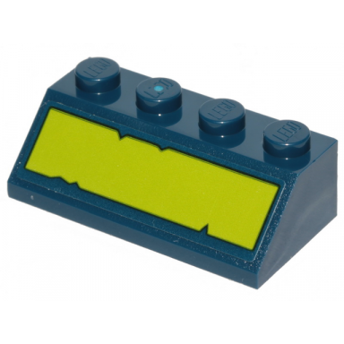 dark blue slope 45 2 x 4 with lime stripe with cut out edges pattern sticker - set 70839