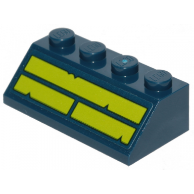 dark blue slope 45 2 x 4 with three lime stripes with cut out edges pattern sticker - set 70839