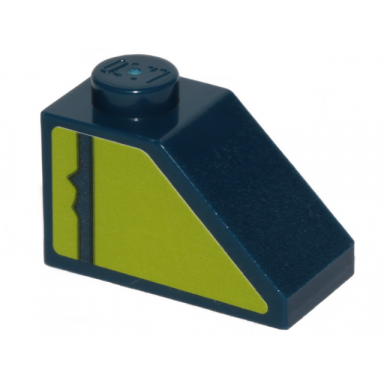 dark blue slope 45 2 x 1 with dark blue stripe on lime background pattern model left side sticker - set 70839