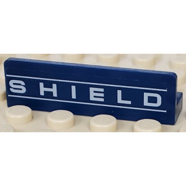 dark blue panel 1 x 4 x 1 with white shield and lines pattern sticker - set 6868