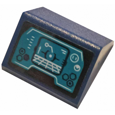 dark blue slope 45 2 x 2 double with dark turquoise control display panel pattern sticker - set 76144