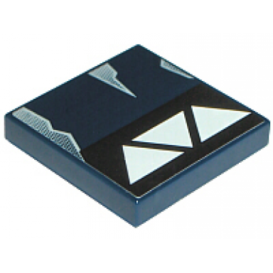 dark blue tile 2 x 2 with white triangles on black stripe and wear marks pattern model left side sticker - sets 7256 7283