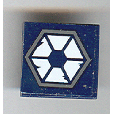 dark blue tile 2 x 2 with dark bluish gray hexagon 6 white trapezoids and 4 wear marks pattern sticker - sets 7252 7283