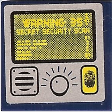 dark blue tile 2 x 2 with yellow screen secret security scan and fingerprint scanner pattern sticker - set 8969