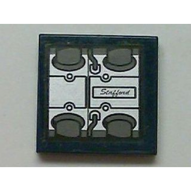 dark blue tile 2 x 2 with arrow with engine block and stafford pattern sticker - set 8635