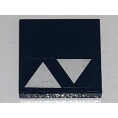 dark blue tile 2 x 2 with two white triangles on transparent background pattern sticker - set 7751