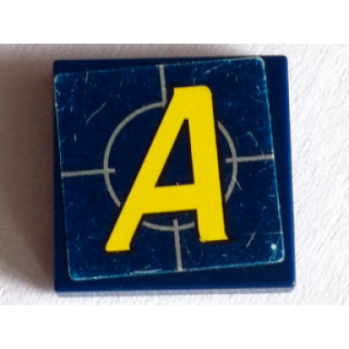 dark blue tile 2 x 2 with yellow agents logo pattern sticker - set 8636