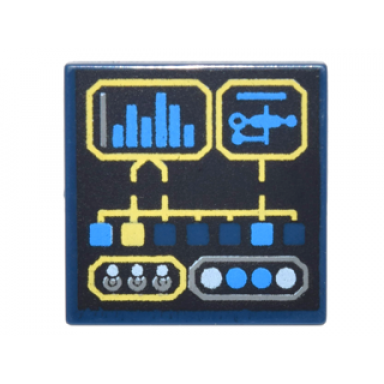 dark blue tile 2 x 2 with digital display with level gauge and round and square buttons lights pattern