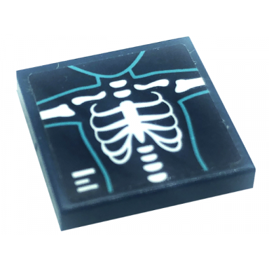 dark blue tile 2 x 2 with chest x-ray pattern sticker - set 41318
