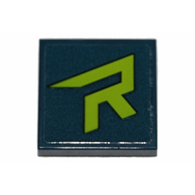 dark blue tile 2 x 2 with lime r pattern sticker - set 70826