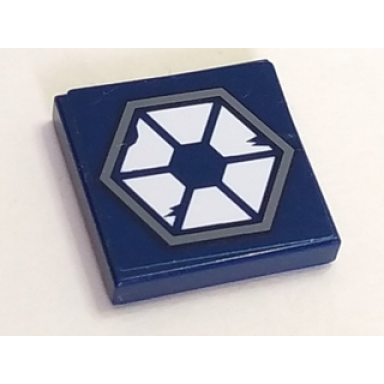 dark blue tile 2 x 2 with dark bluish gray hexagon 6 white trapezoids and 3 wear marks pattern sticker - sets 7252 7283