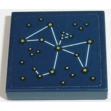 dark blue tile 2 x 2 with constellation dragon pattern sticker - set 41174