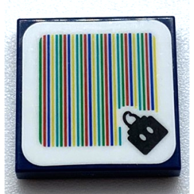 dark blue tile 2 x 2 with super mario scanner code bob-omb pattern sticker - sets 71361 71362