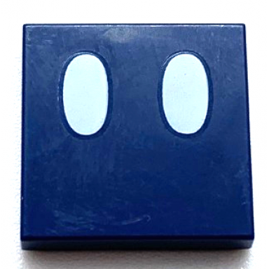 dark blue tile 2 x 2 with white ovals eyes pattern super mario bob-omb face