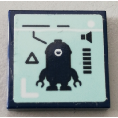 dark blue tile 2 x 2 with minion stuart and volume meter pattern sticker - set 75551