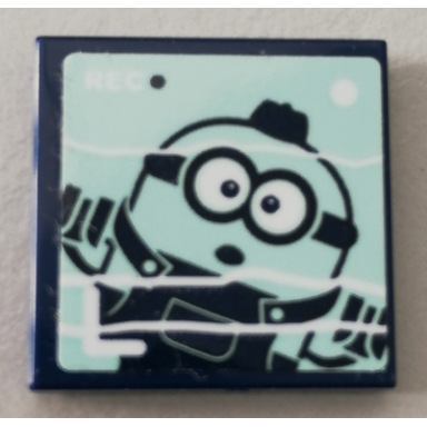 dark blue tile 2 x 2 with minion bob pattern sticker - set 75551
