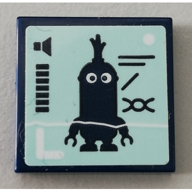 dark blue tile 2 x 2 with minion kevin and volume meter pattern sticker - set 75551