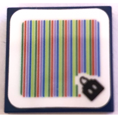 dark blue tile 2 x 2 with super mario scanner code bob-omb pattern sticker - set 71380