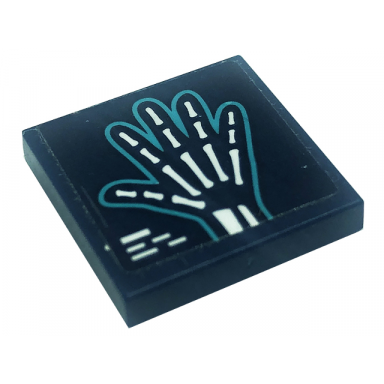 dark blue tile 2 x 2 with hand x-ray pattern sticker - set 41318