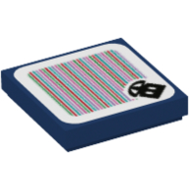 dark blue tile 2 x 2 with super mario scanner code parachute bob-omb pattern sticker - set 71394