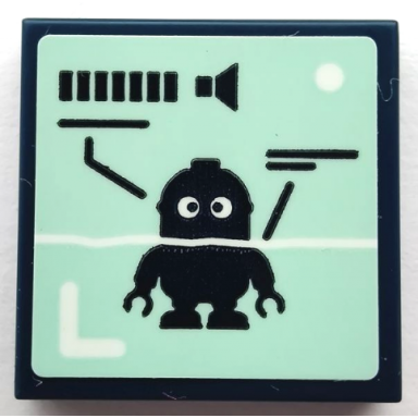 dark blue tile 2 x 2 with minion bob and volume meter on light aqua background pattern sticker - set 75551