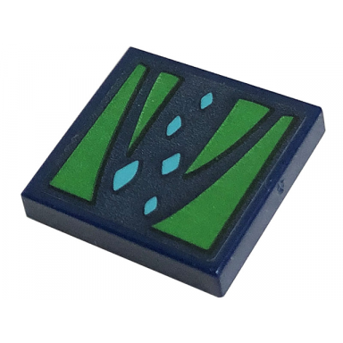 dark blue tile 2 x 2 with green skin and medium azure scales pattern sticker - set 71766