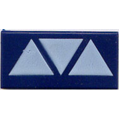 dark blue tile 1 x 2 with 3 white triangles pattern