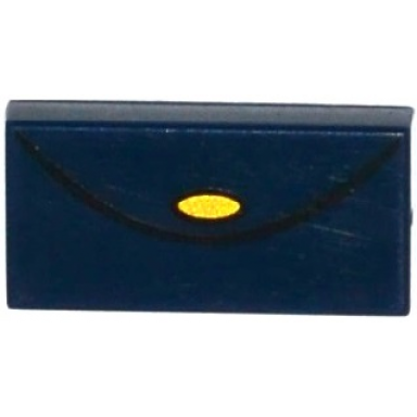 dark blue tile 1 x 2 with purse with gold clasp pattern