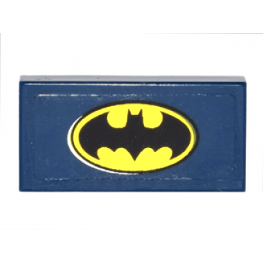 dark blue tile 1 x 2 with black and yellow oval batman logo on transparent background pattern sticker - set 6857
