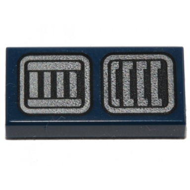 dark blue tile 1 x 2 with sw r2-d2 astromech droid vents pattern
