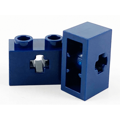 dark blue technic brick 1 x 2 with axle hole and inside side supports