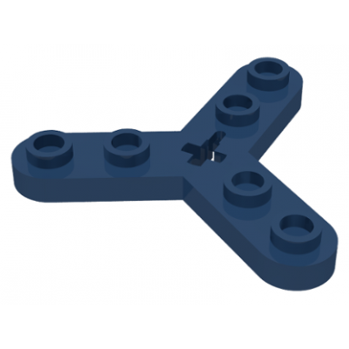 dark blue technic plate rotor 3 blade with smooth ends and 6 studs propeller